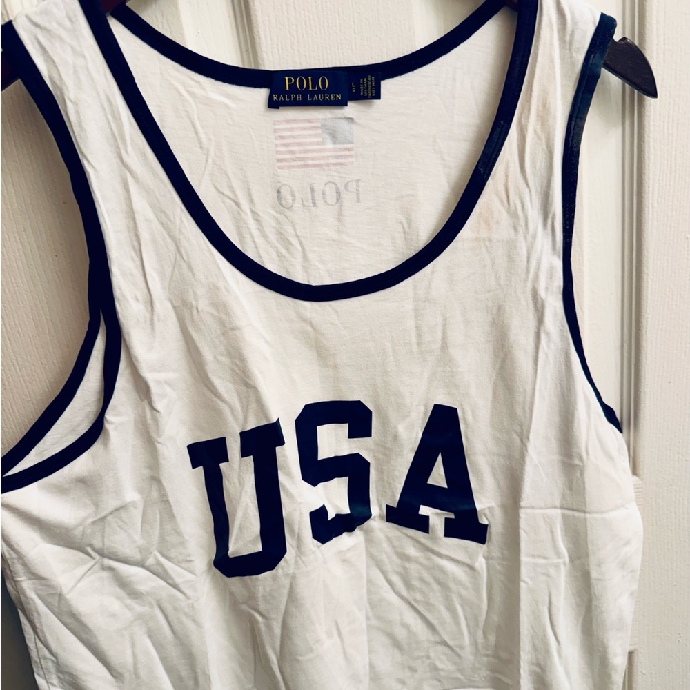 Polo Ralph Lauren Olympic Swimwear Ringer Tank- White/Blue, L